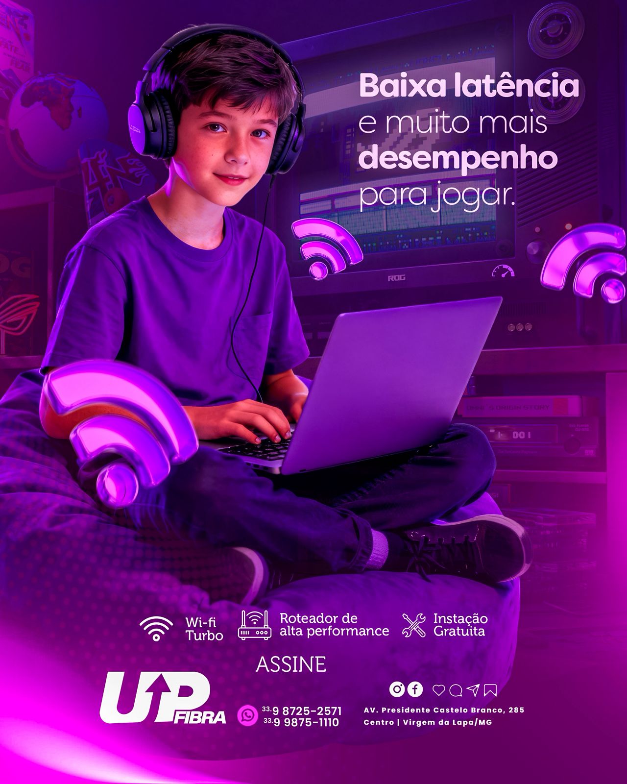 Arte UP Fibra sobre baixa latência para jogar