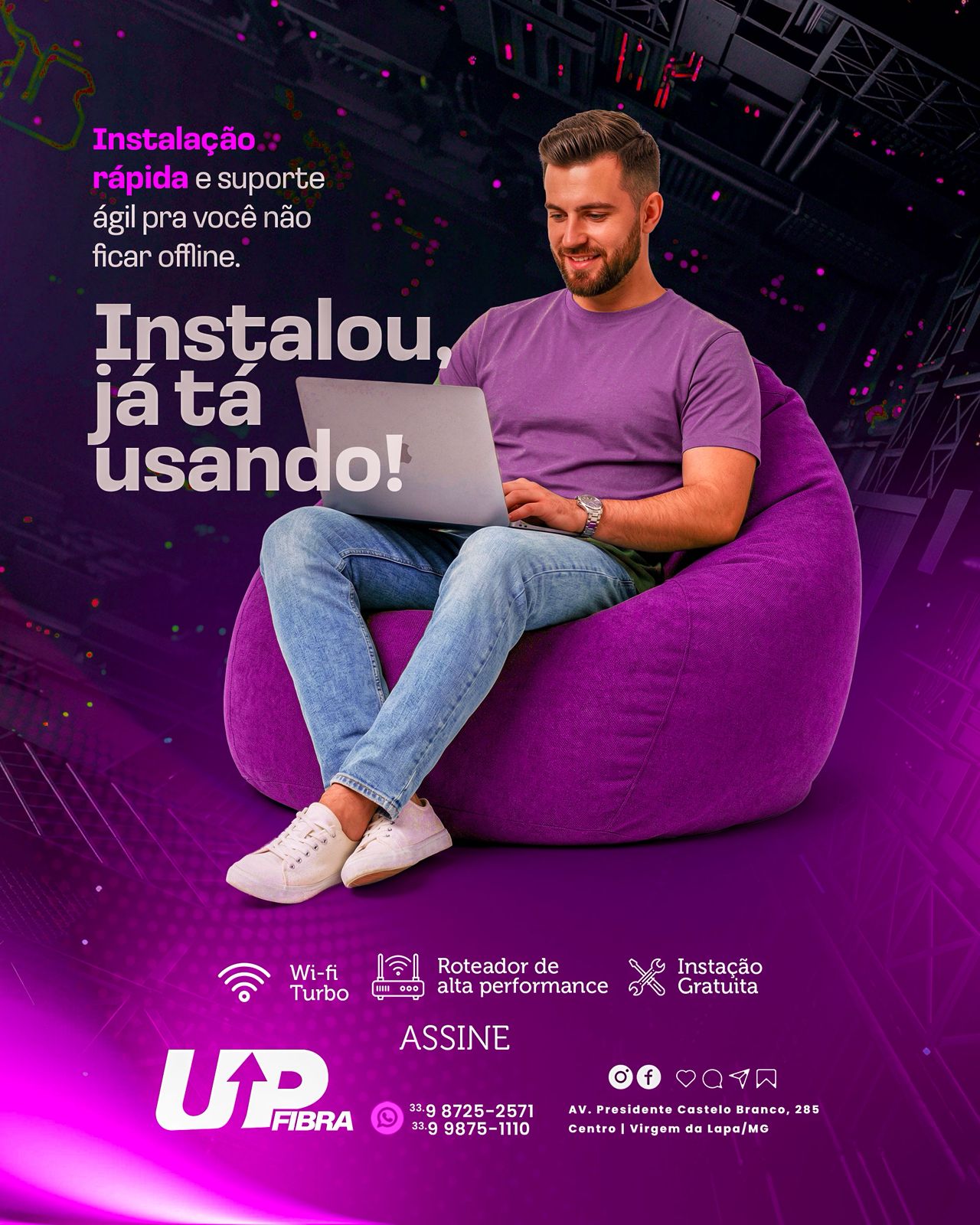 Arte UP Fibra instalação rápida